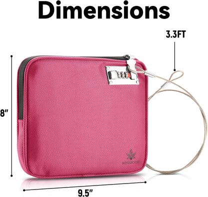 Anti-Theft Locking Beach Bag, 9x7.5-inch Portable Beach Safe for Securing Your Valuables and Phone – Rose Red
