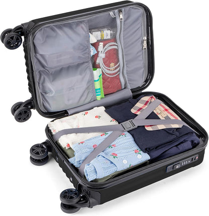 Personal Item Small Suitcase 18x14x8 Inches Hardside Built In TSA Lock & USB Port Lightweight Luggage With Removable Silent Wheels Underseat Carry-On Bag For Spirit and Frontier (Black)