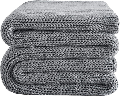 L'AGRATY Knitted Weighted Blanket - 48"x72" 15lbs Cooling Chunky Knit Heavy Blanket for Adults Braided Crochet Throw Thick Cable Yarn Knit Decorative No Beads Evenly Weighted Machine Washable