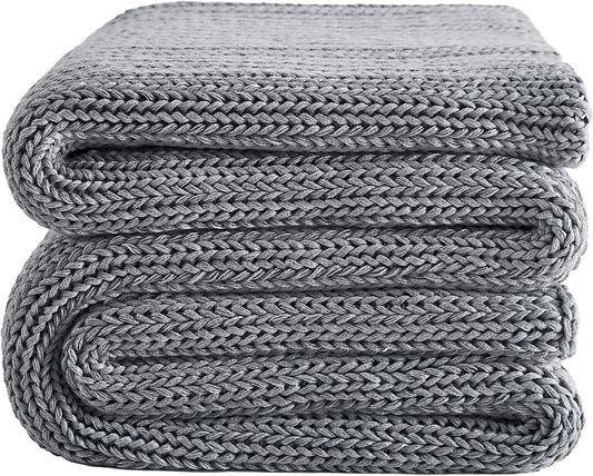 L'AGRATY Knitted Weighted Blanket - 48"x72" 15lbs Cooling Chunky Knit Heavy Blanket for Adults Braided Crochet Throw Thick Cable Yarn Knit Decorative No Beads Evenly Weighted Machine Washable