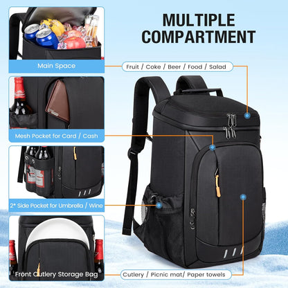 Cooler Backpack - 40 Cans Insulated Leak Proof Backpack Cooler Portable Picnic Camping Beach Hiking BBQ Lunch Bag for Men and Women