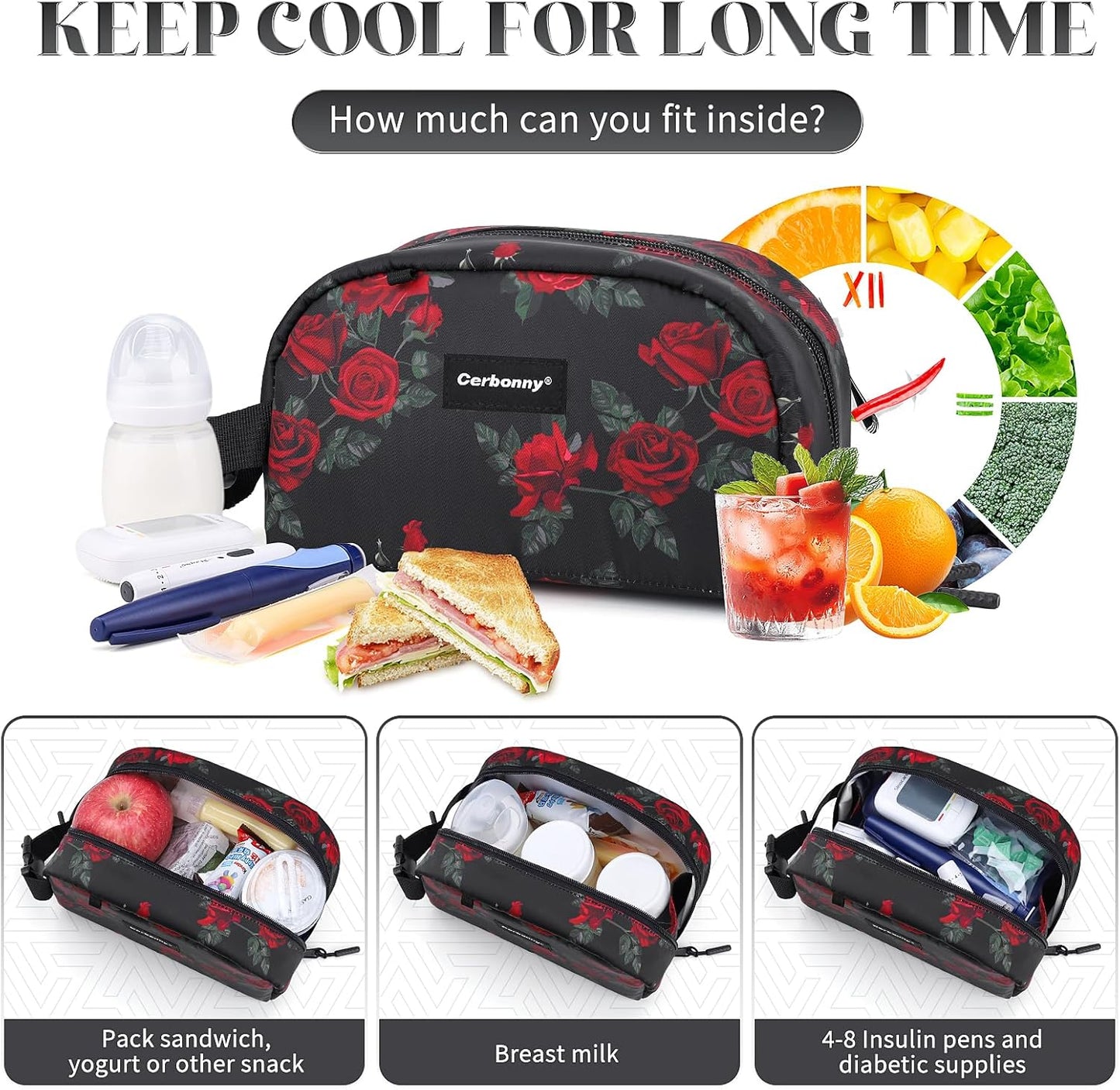 Small Cooler Bag Freezable Lunch Bag for Work School Travel,Leak-Proof Small Lunch Bag,Small Insulated Bag for Kids/Adults,Freezer Lunch Bags,Freezable Snack Bag,Mini Lunch Bag Fit for Yogurt