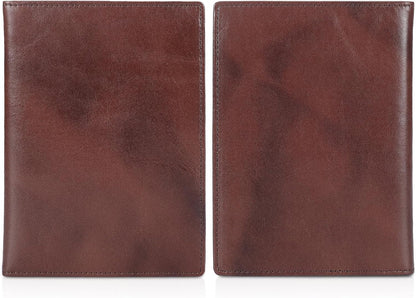 Polare Full Grain Leather Passport Holder RFID Blocking Travel Bifold Wallet Passport Holders 2 Passports (Coffee)