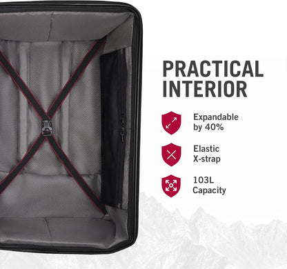 Victorinox Spectra 3.0 Expandable Large Case - Modern Hardside Luggage - Rolling Suitcase with Spinner Wheels - Holds Travel Accessories - 103 Liters, Black