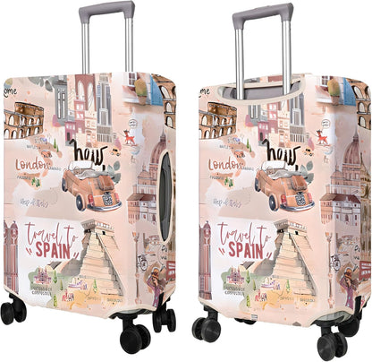 Travel Luggage Cover Suitcase Protector Fits 18-32 Inch Wheel Covers PatternedTravel Related Items Flower Luggage Protector Elastic L