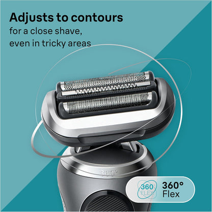 Braun Electric Shaver for Men, Series 7 7120s, Wet & Dry Shave, Turbo & Gentle Shaving Modes, Waterproof Foil Shaver, with Precision Trimmer, Space Grey