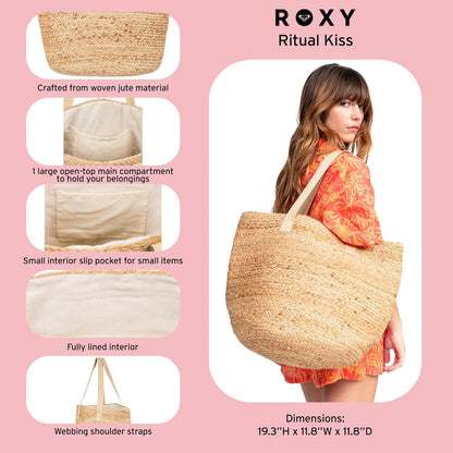 Roxy Women's Beach Tote Bag | Travel | Vacation | Straw | Lightweight | Breathable