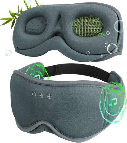 Sleep Mask with Headphones Bluetooth 5.4，LC-dolida 2025 New 3D Bluetooth Sleep Mask Headphones with Soft Bamboo Cotton for Side Sleepers Women Men, Sustainable Luxury for Better Sleep
