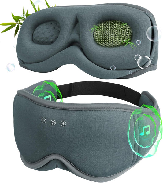 Sleep Mask with Headphones Bluetooth 5.4，LC-dolida 2025 New 3D Bluetooth Sleep Mask Headphones with Soft Bamboo Cotton for Side Sleepers Women Men, Sustainable Luxury for Better Sleep