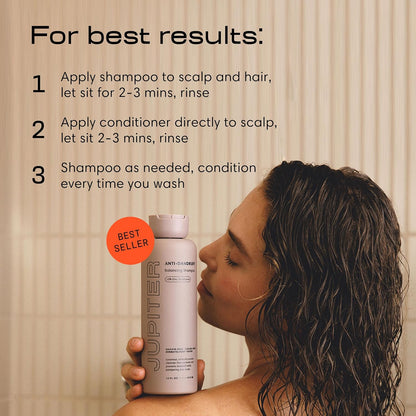Jupiter, Physician-Formulated Anti-Dandruff Shampoo & Conditioner, for Flaky, Itchy, Oily, Dry Scalp, Vegan, Sulfate-Free, Color-Safe, & Paraben-Free, Dry Scalp Shampoo and Conditioner for Women & Men
