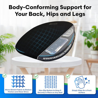 Original Seat Cushion with LiquiCell Technology – Tailbone, Sciatica, Hip & Lower Back Pain Relief – Car Seat Cushion, Office Chair, Truck, Travel, Home – 18"x17"x2"
