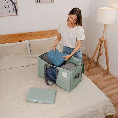 VENO 6 Pack Moving Bags, Comforter and Blanket Storage Bags for Closet, Moving Boxes, Boxes with Lids Alternative, College Dorm Packing Supplies, Foldable Heavy-Duty Tote (Light Green Matte, 6 Pack)