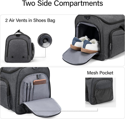 Hanke Carry on Garment Bags for Travel,Convertible Duffle Bag Luggage Bag Weekend Bag with Shoe Compartment,2 in 1 Hanging Suitcase Suit Bag for Men Women,Dark Grey