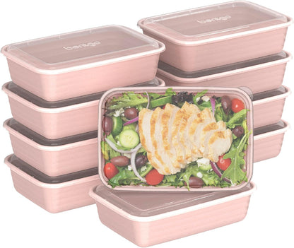 Bentgo 20-Piece Glitter Lightweight, Durable, Reusable BPA-Free 1-Compartment Containers - Microwave, Freezer, Dishwasher Safe (Glitter Garden Edition - Peony Glitter)