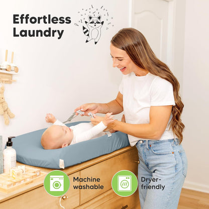 2-Pack Baby Changing Pad Covers for Girl, Boy, Neutral - Soft Viscose Derived from Bamboo Changing Table Pad Cover Sheets, Baby Nursery Diaper Changing Pad Cover, Contour Changing Pad Liner (Steel)