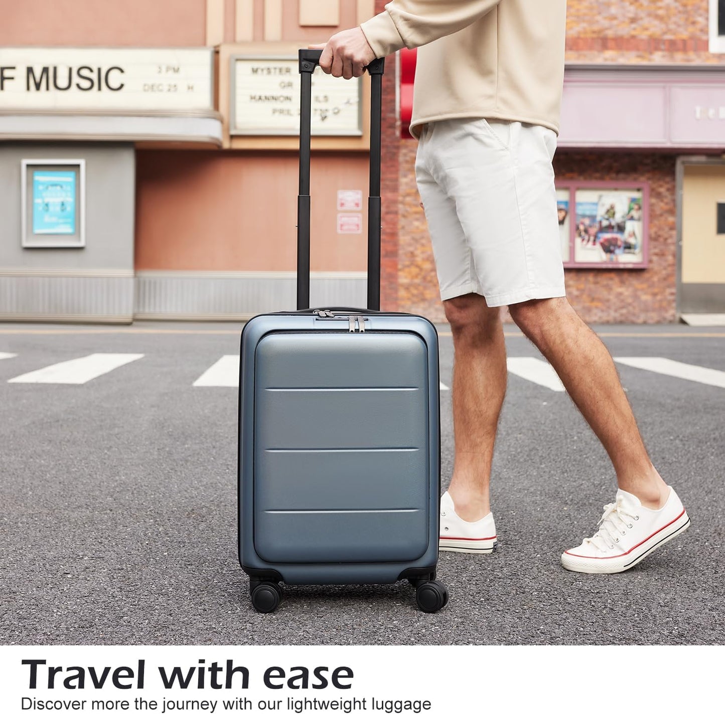 COOLIFE Luggage Suitcase Piece Carry On ABS+PC Spinner Trolley with pocket Compartmnet(Titanium gray, 20in(carry on))