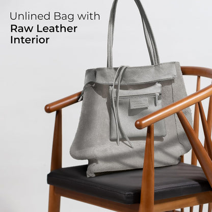 Italian Calf Leather Tote for Women with Zipper, Inner Pocket & Flat Base | Soft Unlined Shopper for Work & Travel