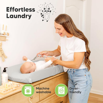 2-Pack Baby Changing Pad Covers for Girl, Boy,Neutral - Soft Viscose Derived from Bamboo Changing Table Pad Cover Sheets,Baby Nursery Diaper Changing Pad Cover,Contour Changing Pad Liner (French Gray)