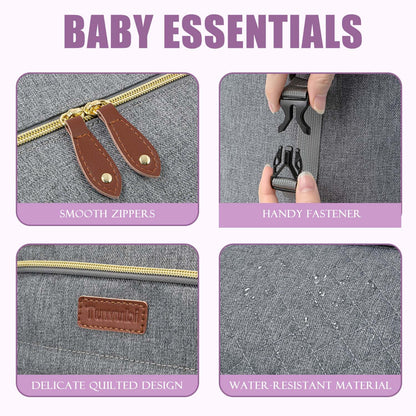 Tuwubi Diaper Bag Tote,Baby Diaper Bag with Pacifier Case Large Travel Diaper Tote Caddy for Mom and Dad Multifunction Large Baby Bag - M-Light Grey