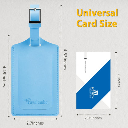 Travelambo Luggage Tags for Suitcases PU Leather Travel Tags Bag Tags Privacy Protection Travel Essentials