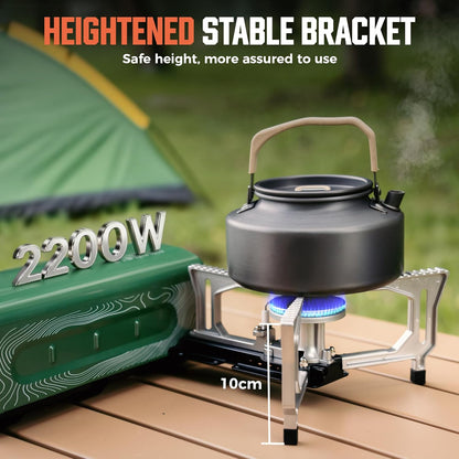 BIG HORN OUTDOORS Butane Camping Stove, Portable Folding Gas Burner with Carry Bag for Camping, Emergency Use and Outdoor Cooking
