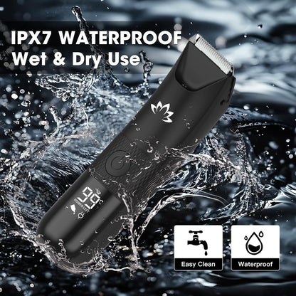RESUXI Manscape Ball Trimmer for Men,Body& Pubic Hair Trimmer and Groin Hair Shaver, Bikini Trimmer Women,Smooth Shaving, Lightweight with Travel Lock, IPX7 Waterproof Wet/Dry Shaving, LED Display