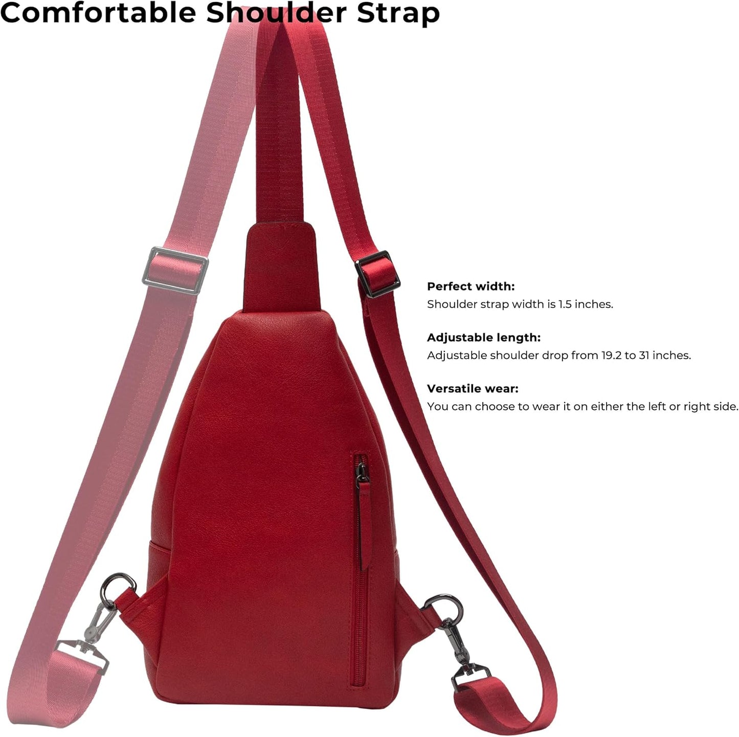 Alldaily Large Sling Bag for Women Crossbody Purse Leather Fashionable Trendy Chest Bag for Travel, Fanny Pack (Red)