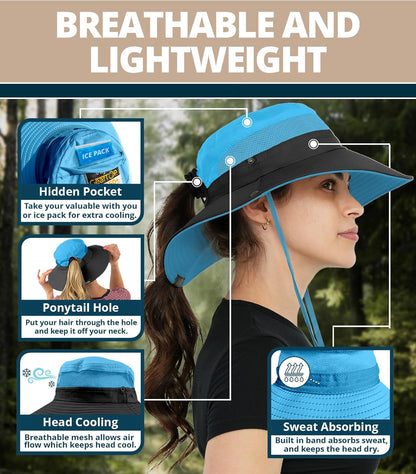 GearTOP Safari Sun Hat for Men and Sun Hats for Women UV Protection UPF 50+ Hiking, Gardening, Fishing
