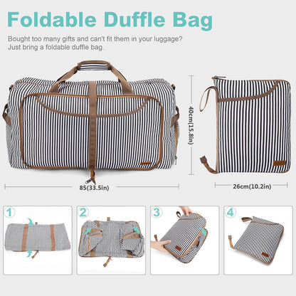 120L Duffle Bag for Travel, Large Foldable Waterproof Travel Duffel Bags Weekender Overnight Bag for Men and Women with Shoe Compartment (Stripe)