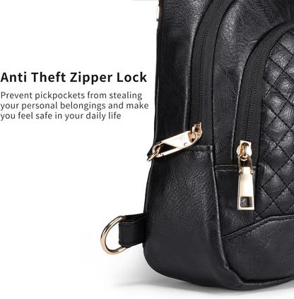 Crossbody Bags for Women Anti Theft Small Sling Handbag with Zipper Lock Vegan Leather RFID Blocking Chest Pure