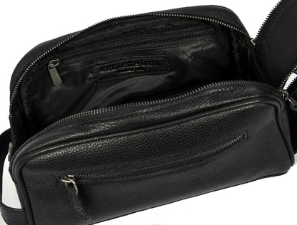 10" Premium Leather Toiletry Travel Pouch With Waterproof Lining | King-Size Handcrafted Vintage Dopp kit By Aaron Leather Goods (Jade Black)