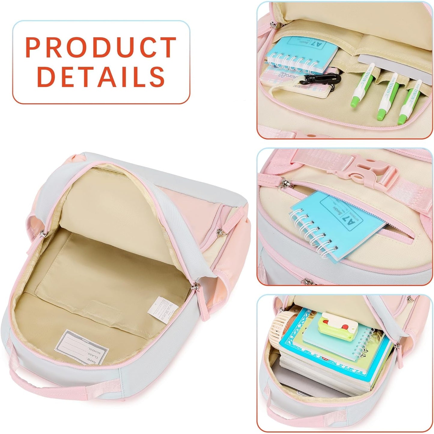 Cute Mini Toddler Backpacks for Girls 2-4 Little Kids Backpack preschool Bookbag (Pink and Cream)