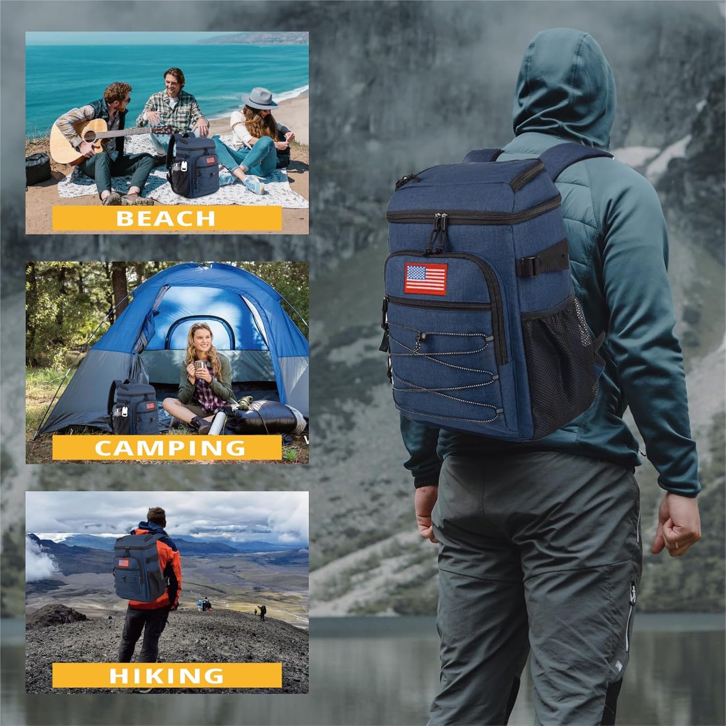 Tactical Backpack Cooler, 25L Cooler Backpack Insulated Leak-Proof, Heavy Duty Large Lunch Backpack, Waterproof Ice Chest Backpack for Men Women Adults Work Daytrip Camping Beach Hiking Accessories