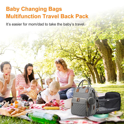 Diaper Bag, Backpack with Changing Station, Waterproof Baby Bag for Boys & Girls, USB Charging Port for Parents, Travel Backpack Baby Essentials & Lovely Baby Shower Gifts, Grey