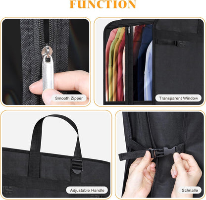 Univivi Hanging Garment Bag for Travel, 60" Heavy Duty Suit Bags, Extra Capacity Hanging Clothes Bag for Closet Storage, Dress Cover with Handles and Buckle Straps for Suit, Coat, Jacket