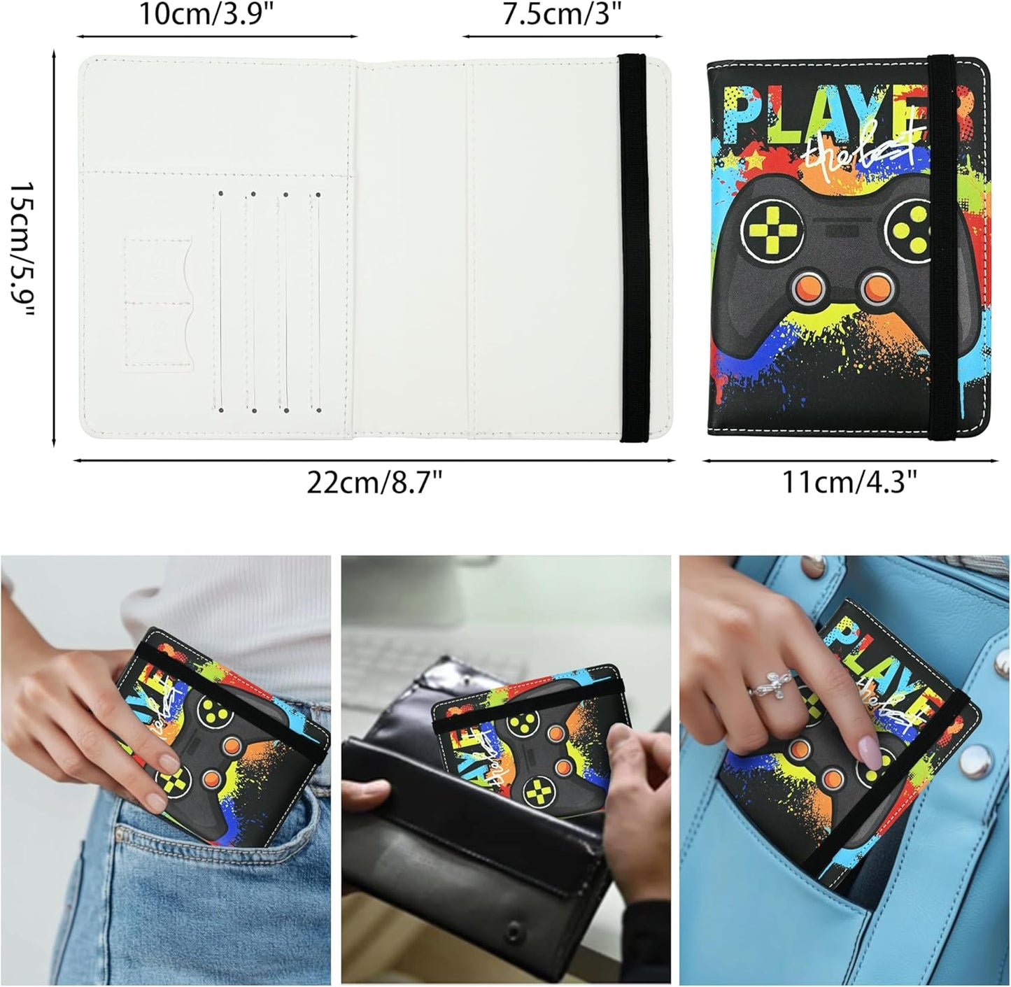 Game Passport Holder for Women and Men PU Leather Passport Cover for Travel