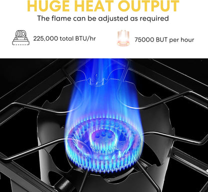 VIVOHOME 225,000 BTU Outdoor 3-Burner Propane Gas Stove, Heavy-Duty Camping Cooker with Detachable Legs Stand, Ideal for Backyard, Camping, and Outdoor Cooking