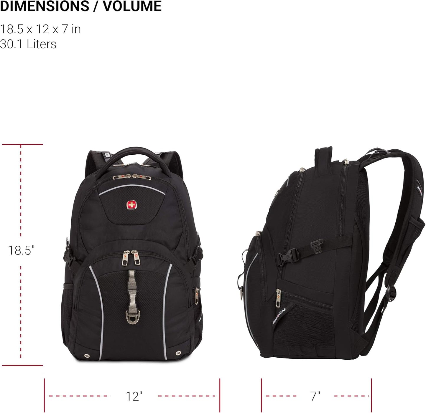SwissGear 3258 Laptop Backpack, Black, 18.5-Inch