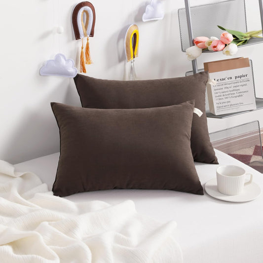 NTBAY Toddler Pillows, Down Alternative 13"x18" Pillows, Machine Washable - Soft and Breathable Travel Small Pillows for Sleeping, Ideal for Daycare, Crib, Cot, Dark Brown