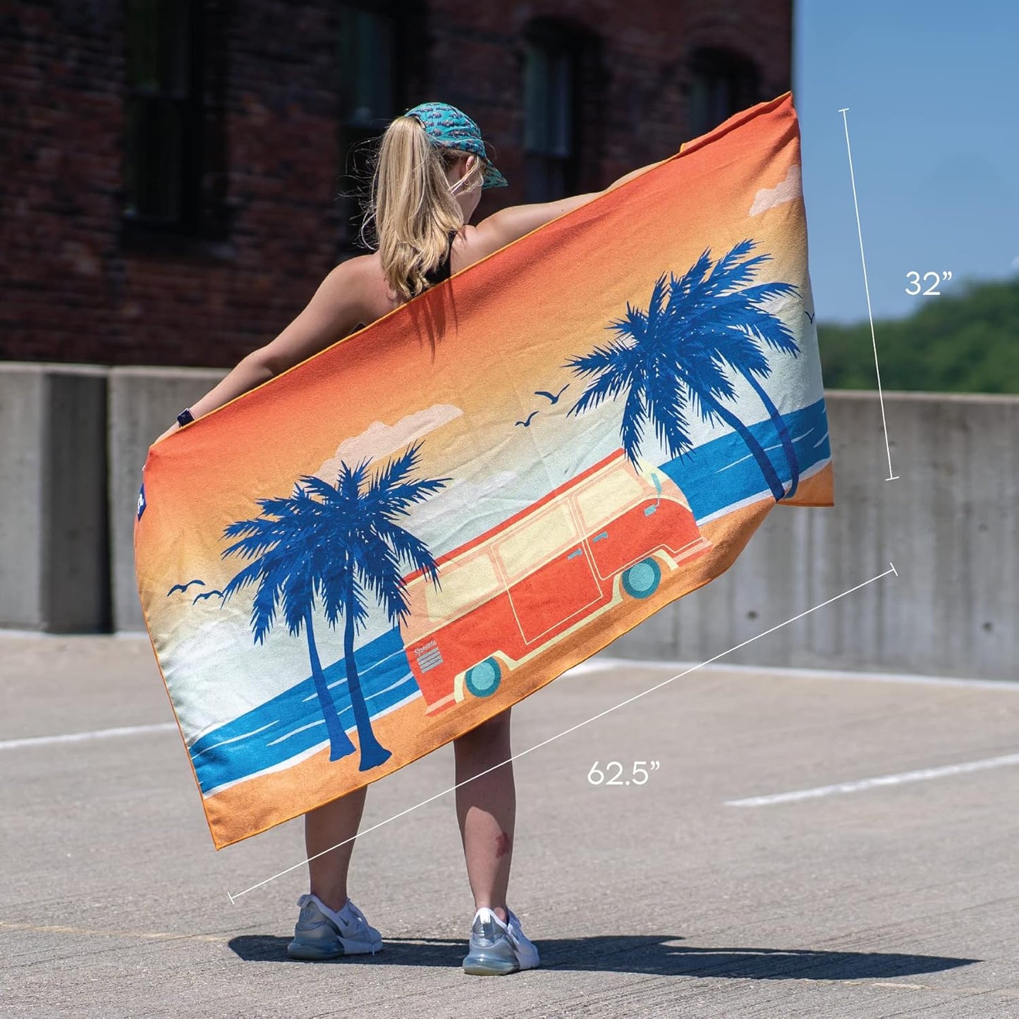 Sprints Athletic Running Towel, Full-Sized, Car Seat Cover - Performance Microfiber (Retro Sunset)