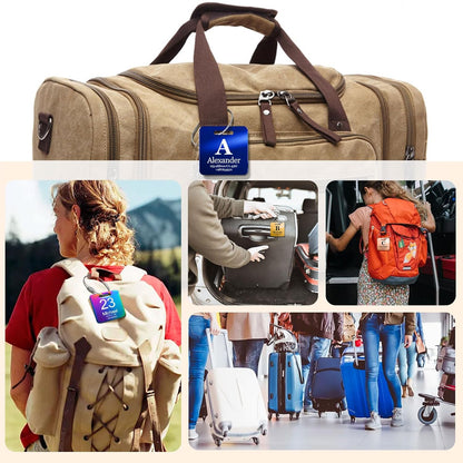 Customized Stainless Steel Luggage Tags: Personalize Your Suitcases, Backpacks, and Bags with Your Text - Custom Initial Text Name ID,Number(3 Pack)