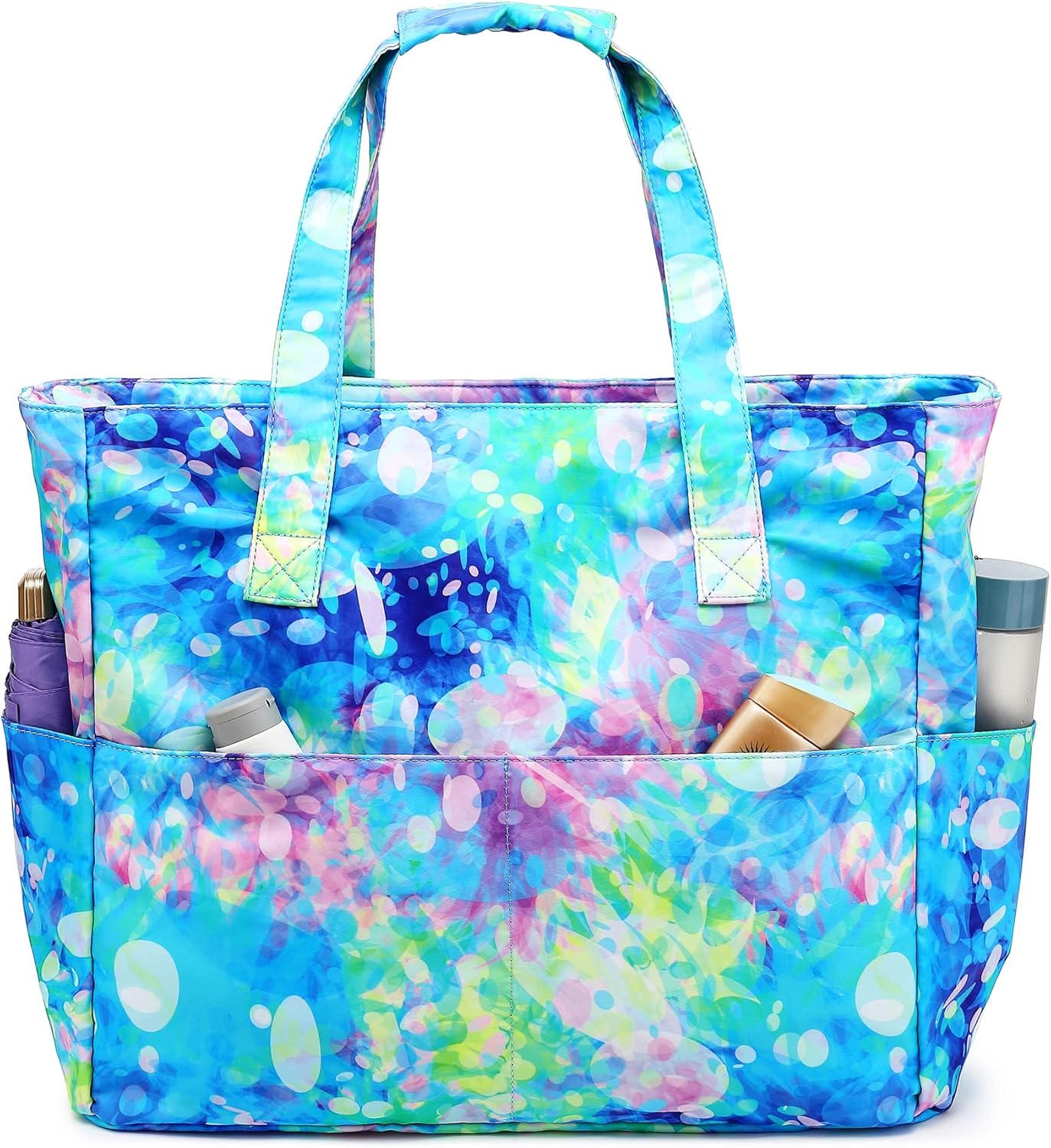 Waterproof Beach Tote Pool Bags for Women Ladies Extra Large Gym Tote Carry On Bag With Wet Compartment for Weekender Travel
