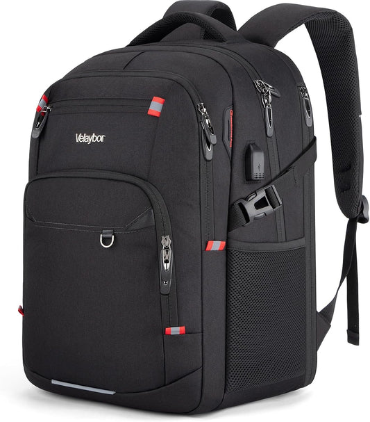 48L Expandable Laptop Backpack, Anti-thief Travel Backpack with USB Charging Port, Airline Approved Business Waterproof Carry on Luggage, Fits 17.3" Laptop for Men Women