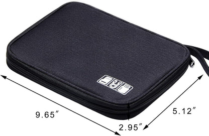 SELLYFELLY Travel Electronics Organizer Portable Cable Organizer Bag for Storage Electronic Accessories Case for Cord,Phone,Charger,Flash Drive (Black)