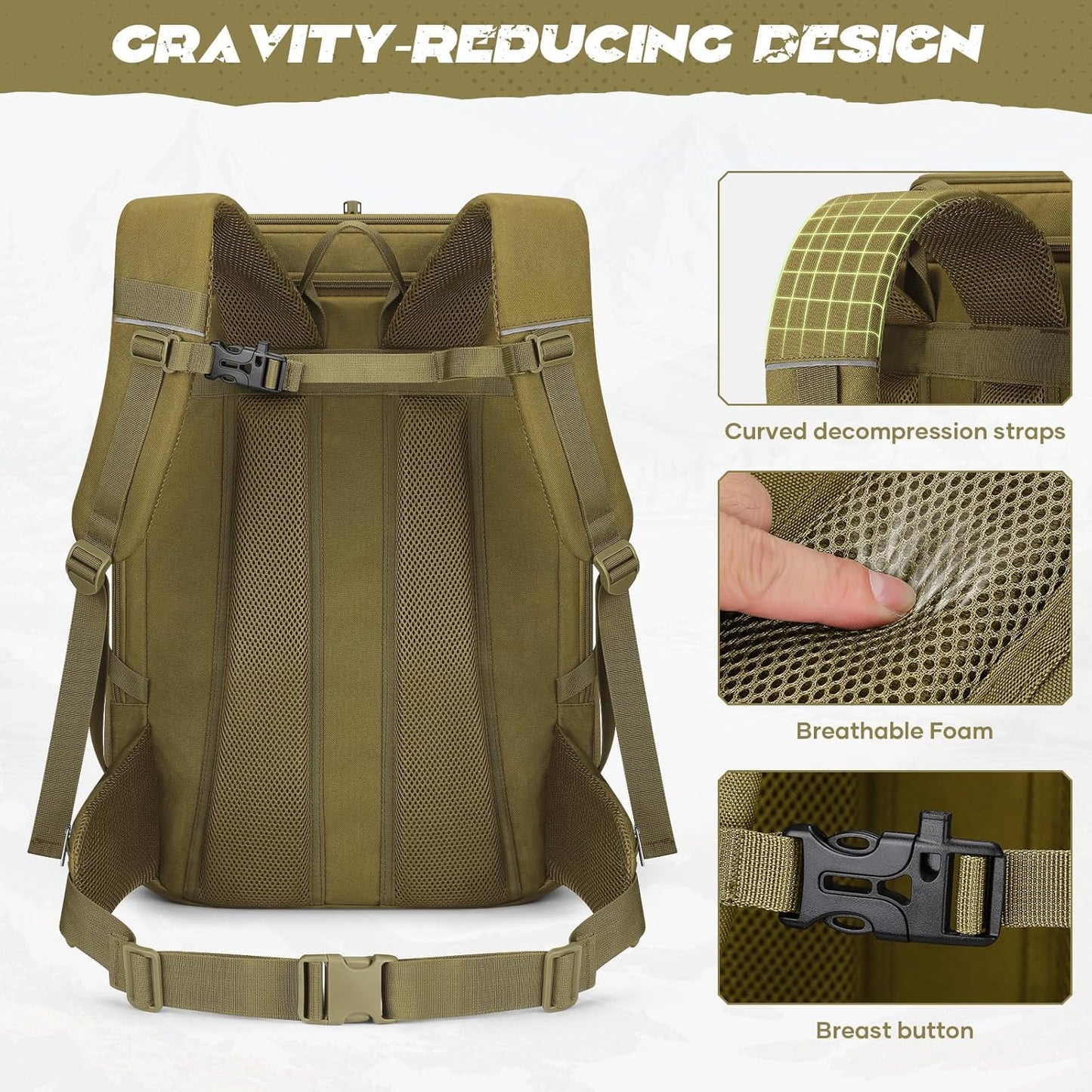 Maelstrom Tactical Backpack for Men, 40L Military Backpack,Water Resistant Assault Pack for Women, 3-Day Bug Out Bag for Hiking, Camping, Gym with Molle System-Khaki