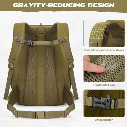 Maelstrom Tactical Backpack for Men, 40L Military Backpack,Water Resistant Assault Pack for Women, 3-Day Bug Out Bag for Hiking, Camping, Gym with Molle System-Khaki