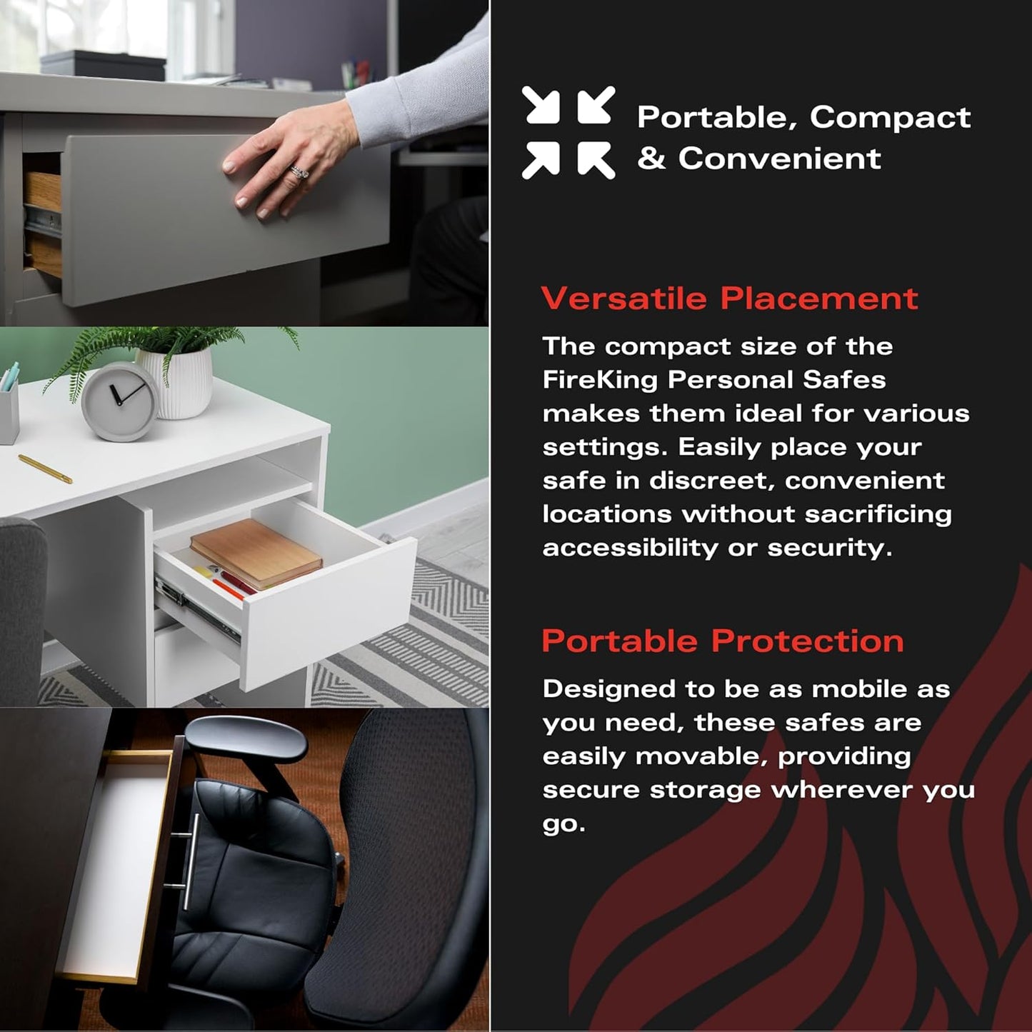 FireKing Safe, Lock Box for Home, Compact Safe for Valuables, Small & Portable, Programmable, Black