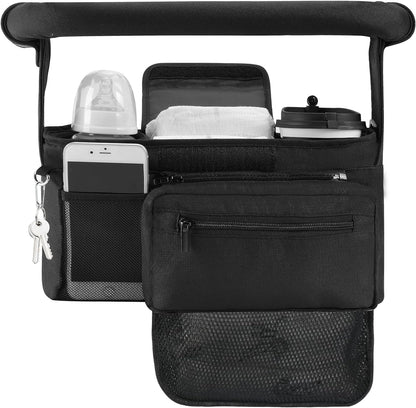 Momcozy Universal Stroller Organizer with Insulated Cup Holder Detachable Phone Bag & Shoulder Strap, Fits for Stroller like Uppababy, Baby Jogger, Britax, BOB, Umbrella and Pet Stroller
