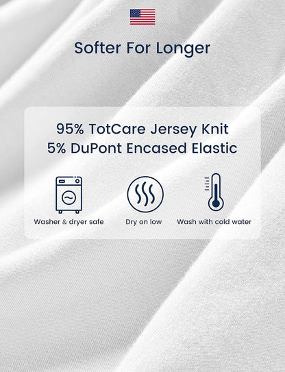 TotAha Premium Soft Pack n Play Sheets, Super Stretchy Jersey Knit Mini Crib Sheets Fitted, Silky Comfort Graco Pack and Play Mattress Sheets, 2 Pack