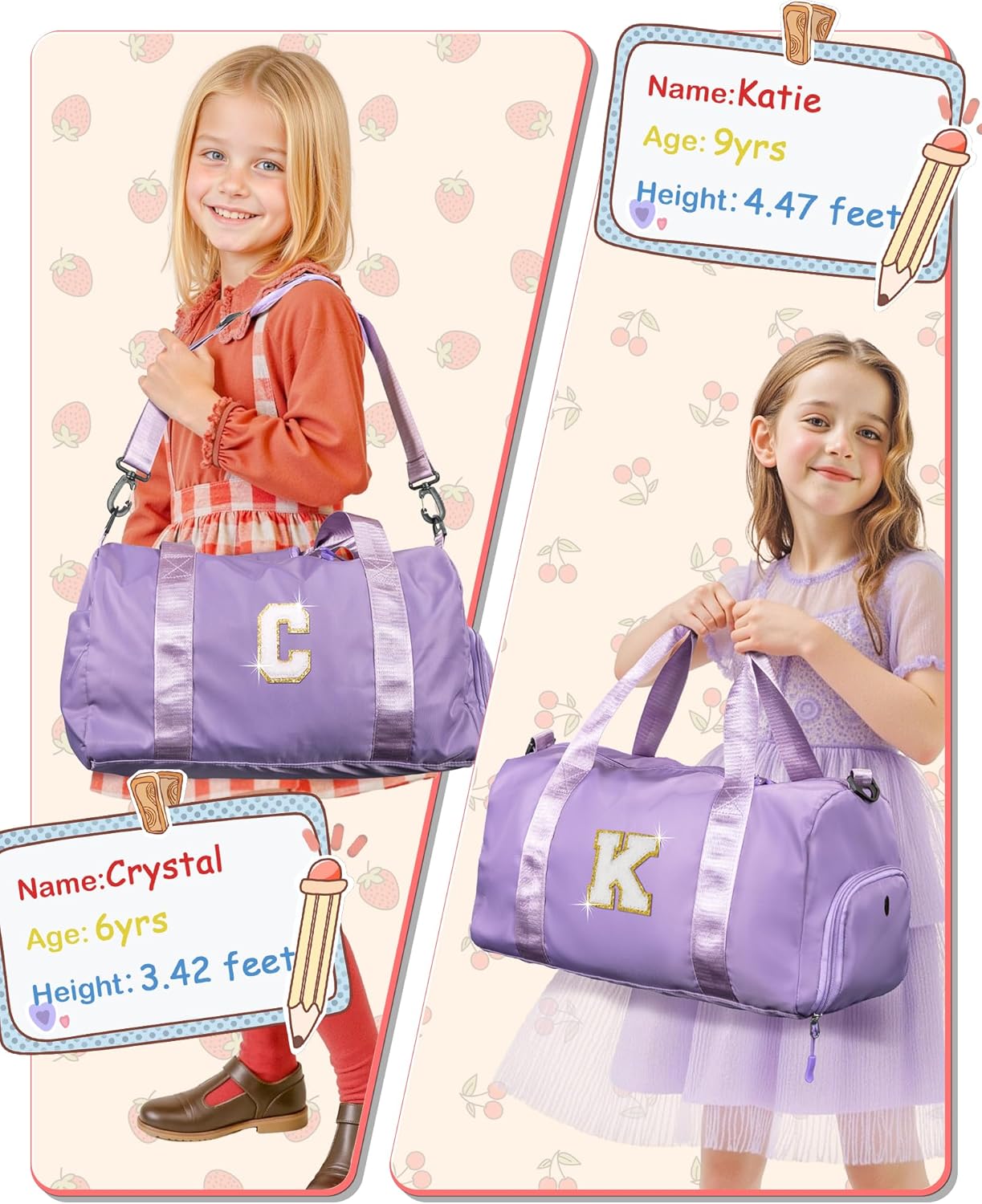 Cool Stuff for Teen-Girl Gym Bag with Shoe Compartment, Kid Personalized Weekender Overnight Bags, Initial Travel Tote with Makeup Pouch, Gift for 7 8 9 10 11 12 Year Old Girls (Letter S)